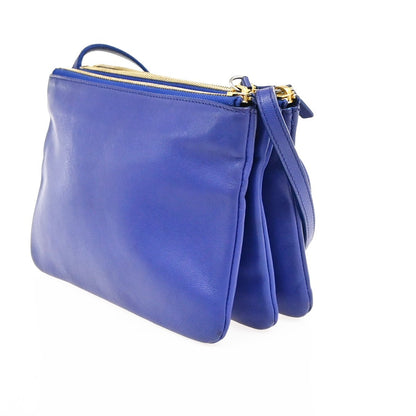 Celine Trio Leather, Blue, Leather, Shoulder Bag