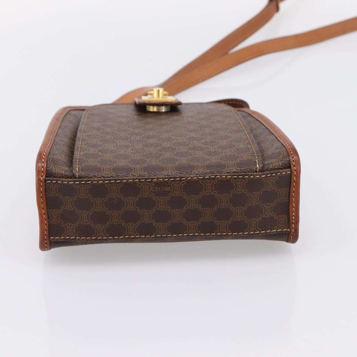 Celine Macadam Shoulder Canvas, Brown, Canvas, Crossbody Bag