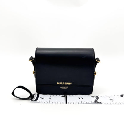 Burberry Grace Flap Horseferry Printed Leather, Black, Leather, Shoulder Bag