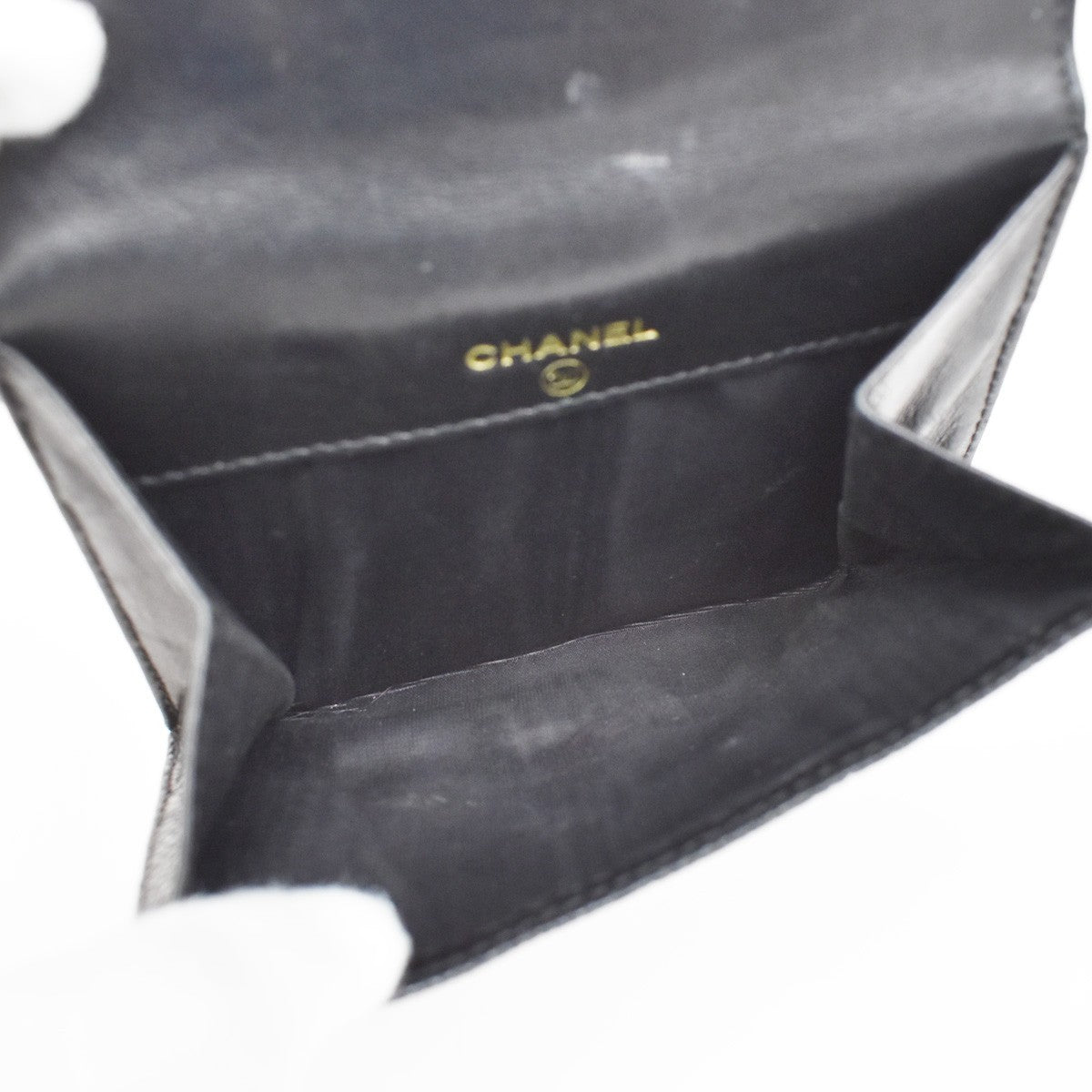 Chanel Vintage Timeless Bifold Caviar, Black, Leather, Wallet