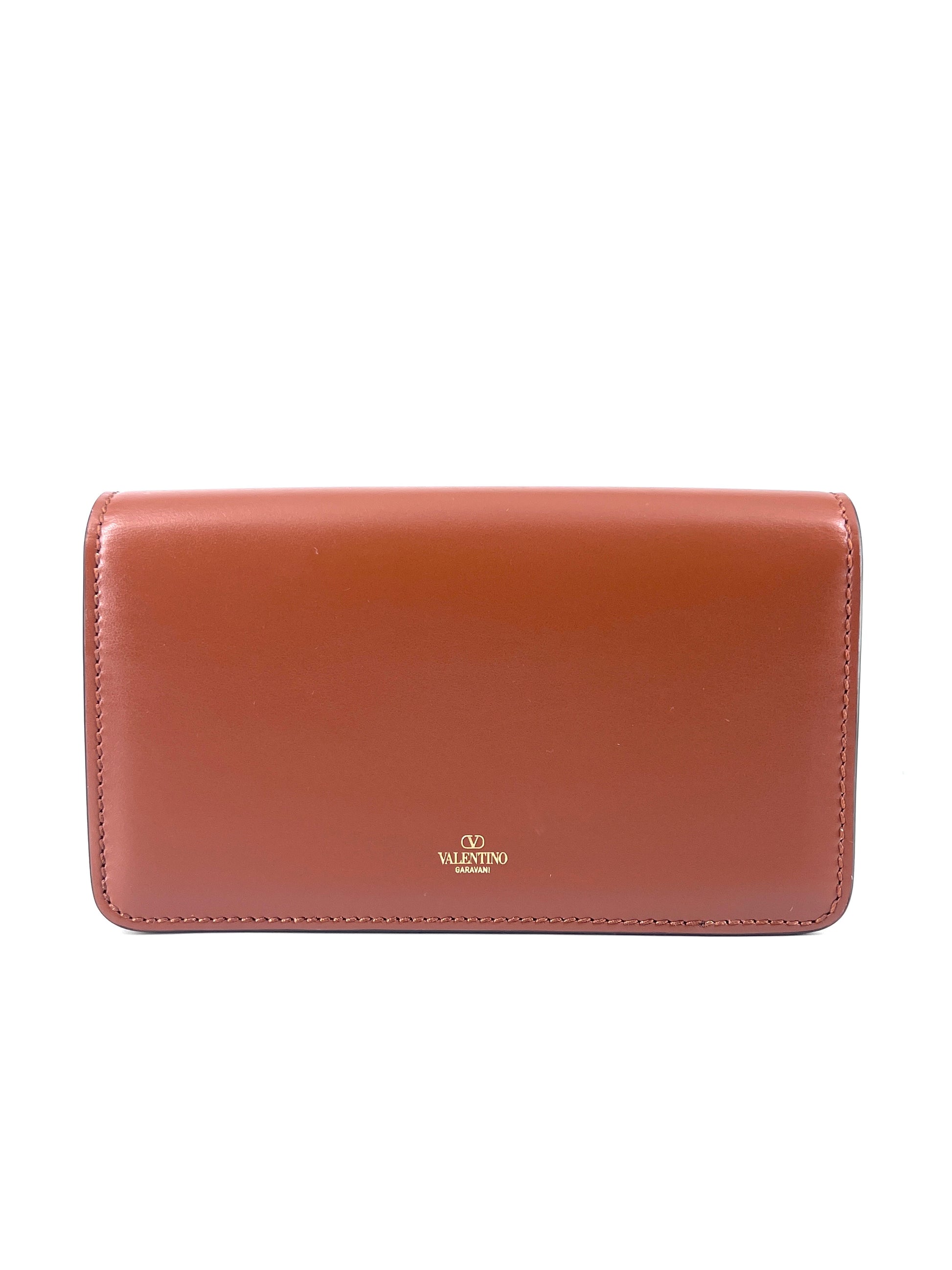 Valentino Garavani Rockstud Flip Lock Flap Bag Leather, BROWN, LEATHER, Handbag