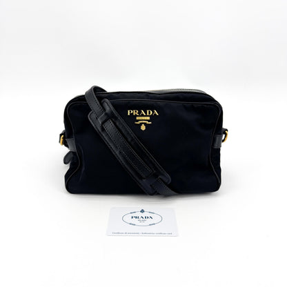 Prada Camera Tessuto, Black, Nylon, Crossbody Bag