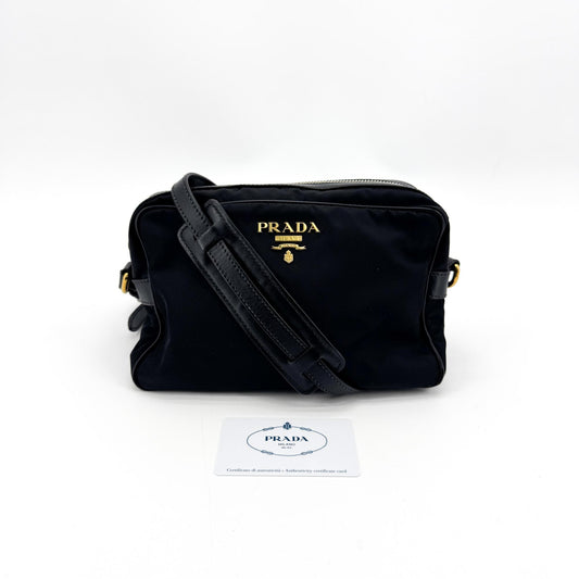 Prada Camera Tessuto, Black, Nylon, Crossbody Bag