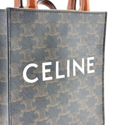 Celine Vertical Cabas Triomphe Coated Canvas, Brown, Canvas, Tote Bag
