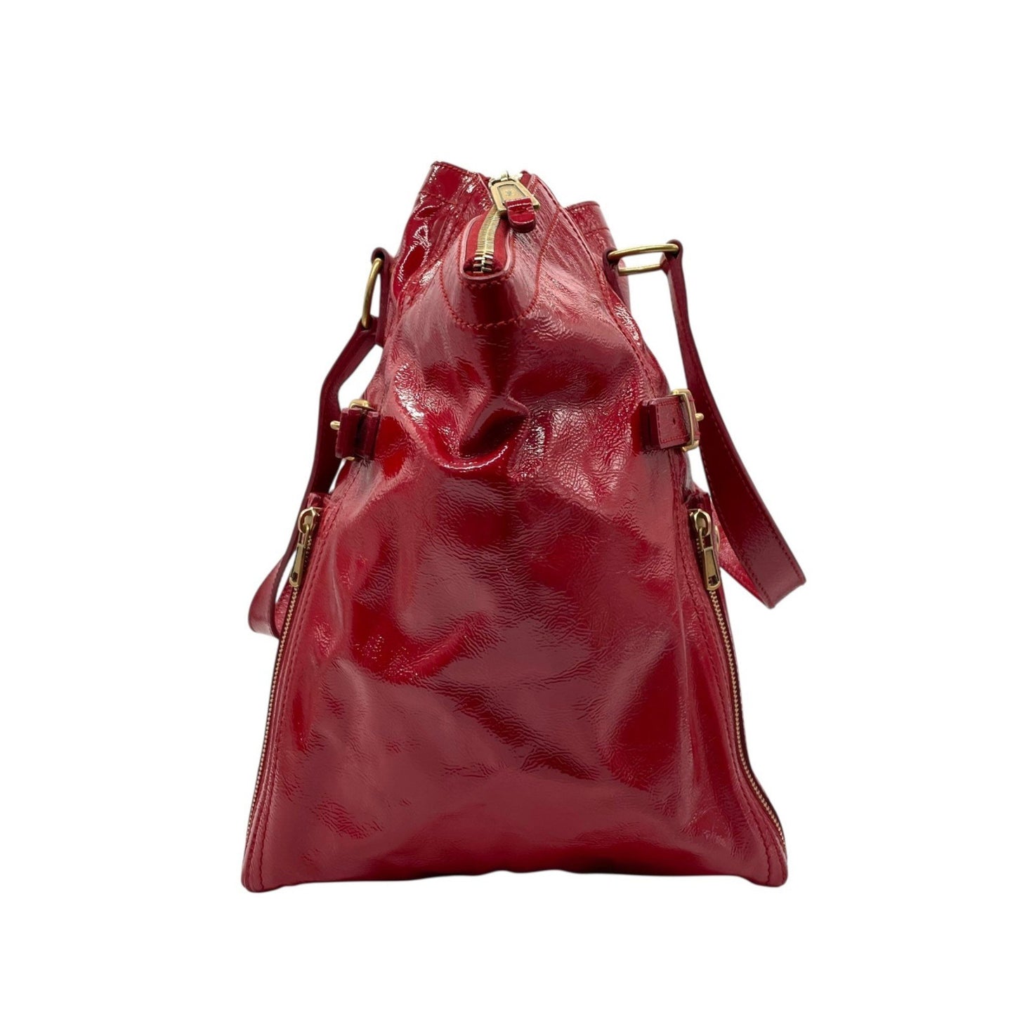 Saint Laurent Downtown Handbag Patent, RED, LEATHER, Handbag