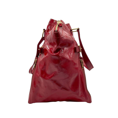Saint Laurent Downtown Handbag Patent, RED, LEATHER, Handbag