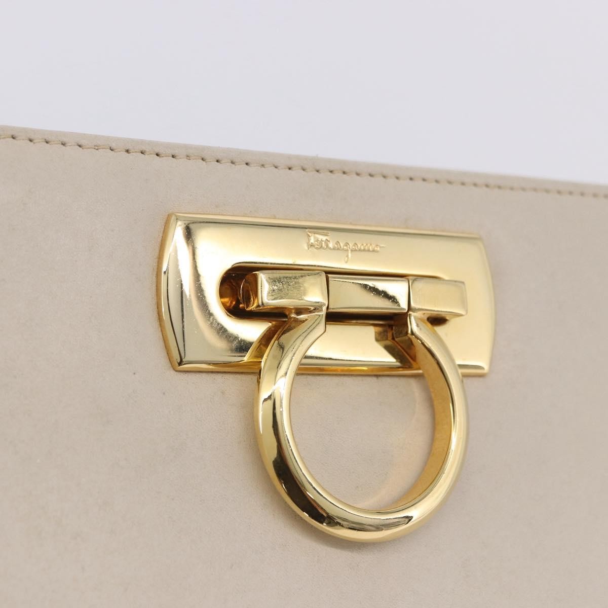 Salvatore Ferragamo Vintage Gancini Chain Leather, White, Leather, Shoulder Bag
