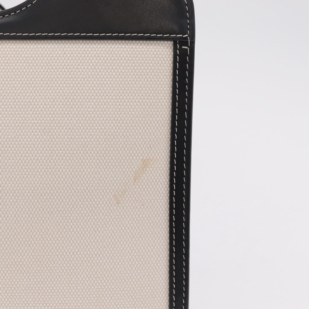 Burberry Logo Pocket Canvas with Leather, White, Canvas, Tote Bag