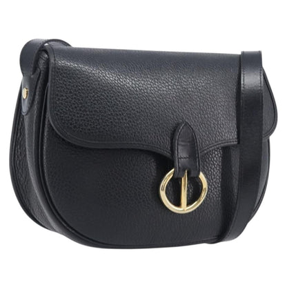 Christian Dior Vintage CD Flap Leather, Black, Leather, Shoulder Bag