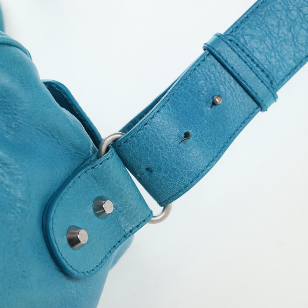 Balenciaga Squash Duffle Leather, Blue, Leather, Handbag