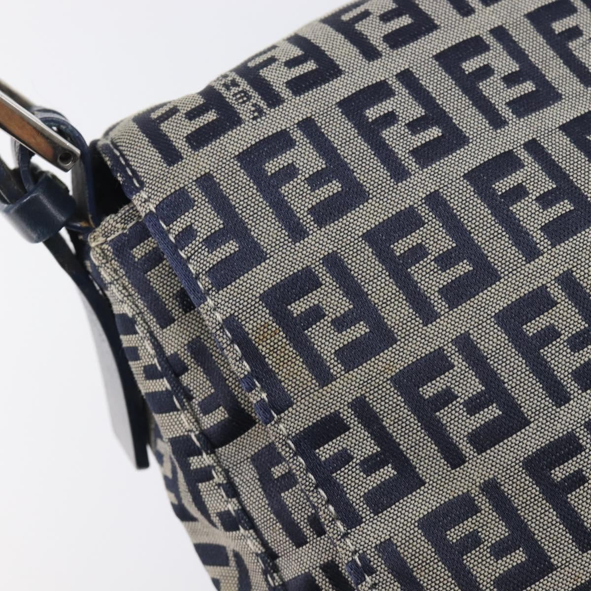 Fendi Zucchino Mamma Baguette Canvas, Navy, Canvas, Shoulder Bag