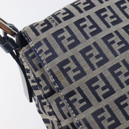 Fendi Zucchino Mamma Baguette Canvas, Navy, Canvas, Shoulder Bag