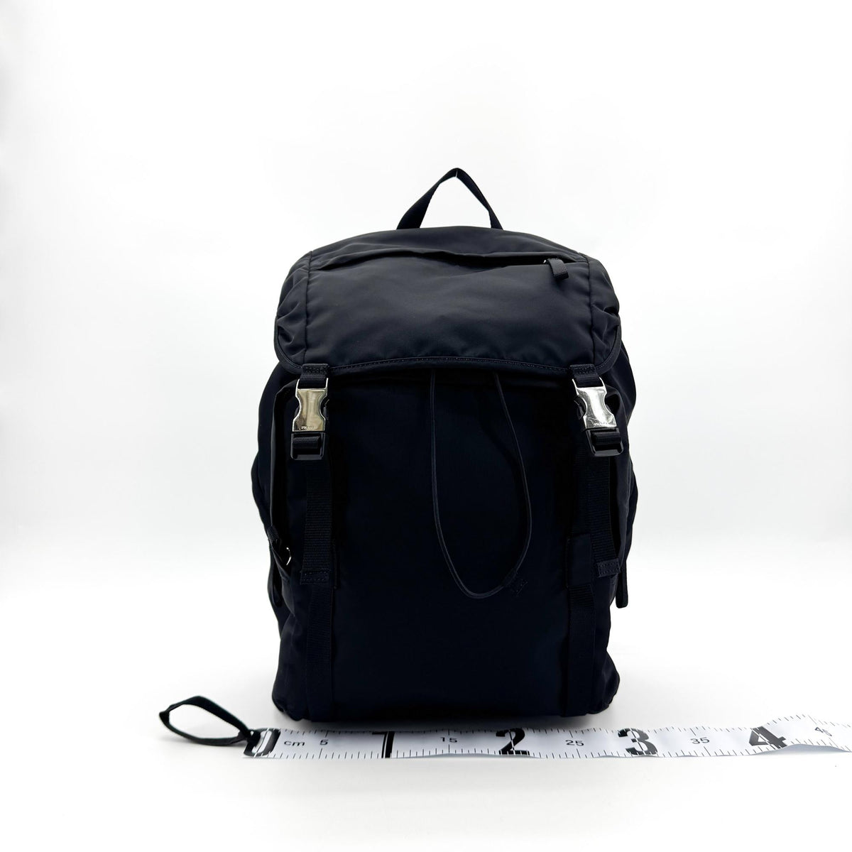 Prada Double Buckle Tessuto, Black, Nylon, Backpack