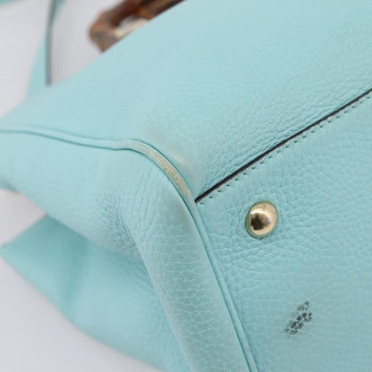 Gucci Bamboo Shopper Leather, Blue, Leather, Tote Bag