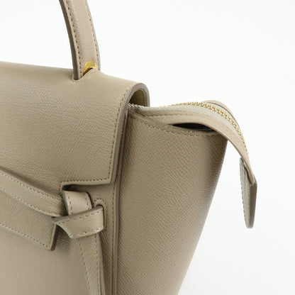 Celine Belt Textured Leather, Beige, Leather, Handbag