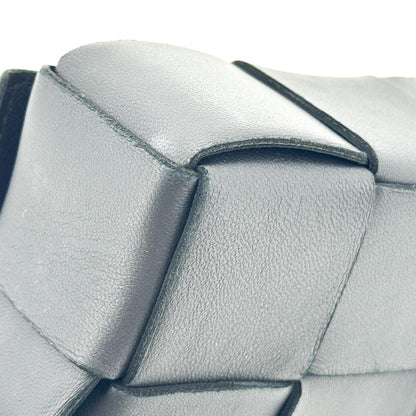 Bottega Veneta Cassette Maxi Intrecciato Leather, Black, Leather, Crossbody Bag