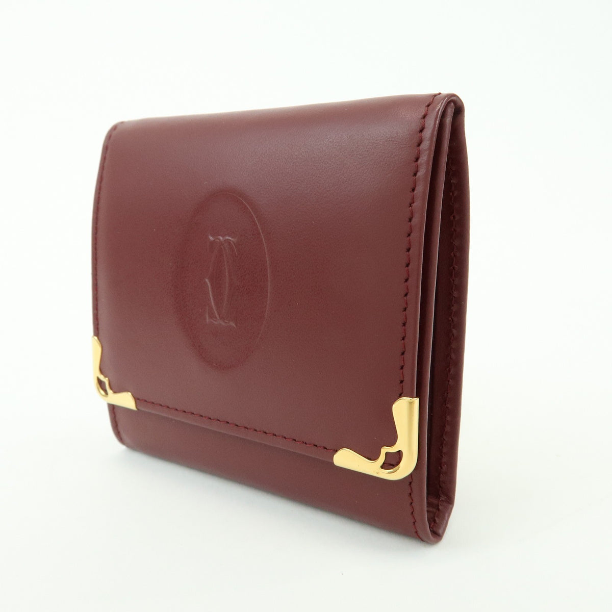 Cartier Coin Purse Must de Cartier Leather, Burgundy, Leather, Wallet