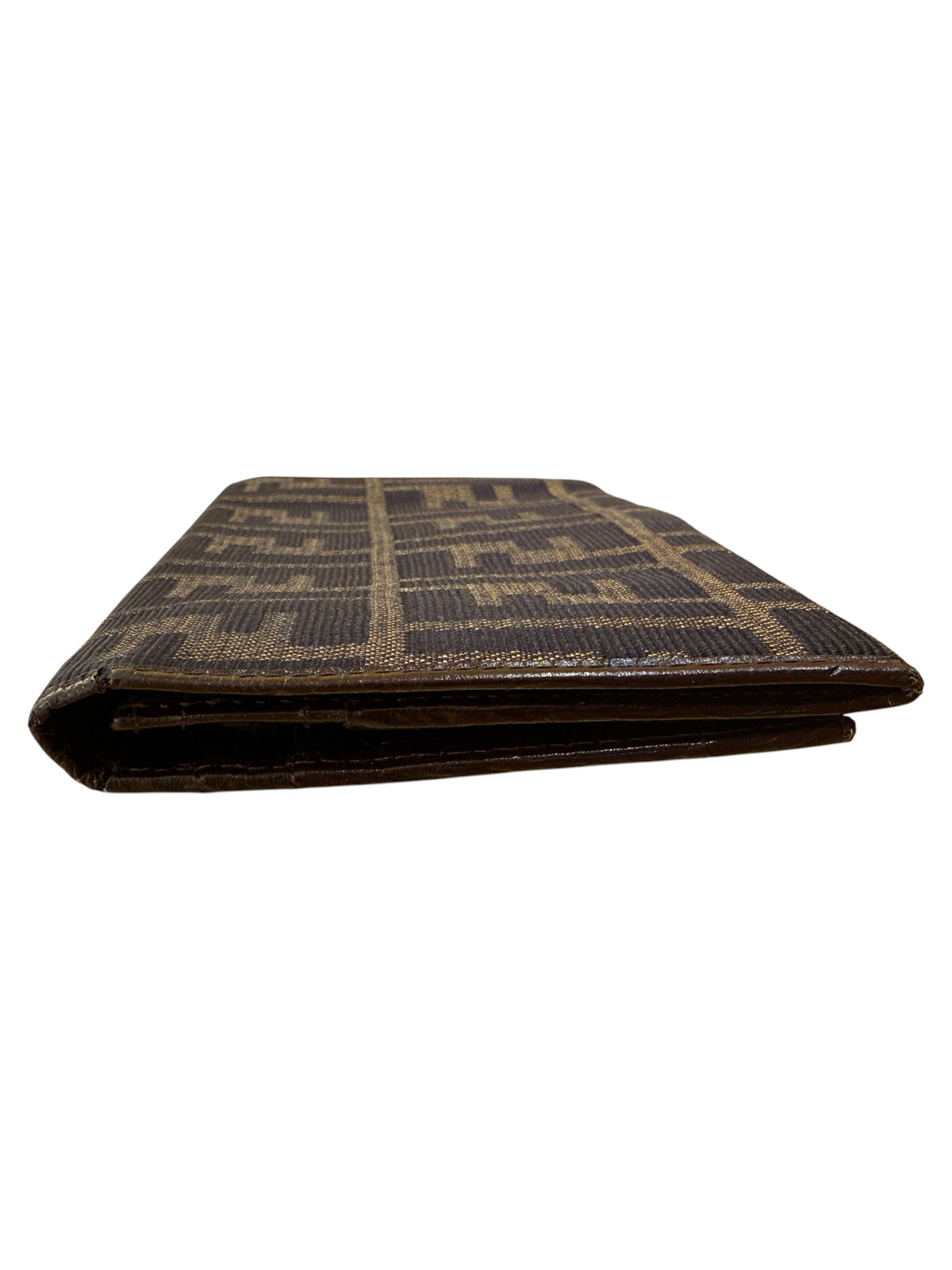 Fendi Baguette Continental Zucca Embossed Leather, Brown, Canvas, Wallet