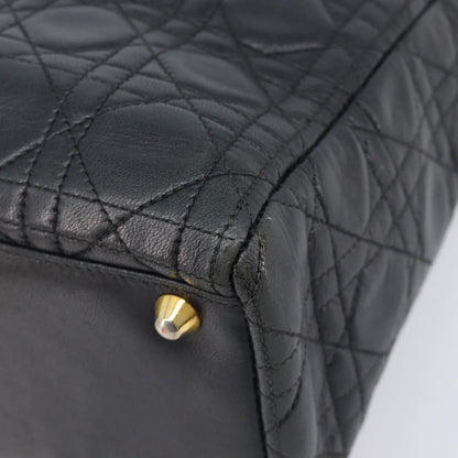 Christian Dior Vintage Lady Dior Cannage Quilt Lambskin, Black, Leather, Handbag