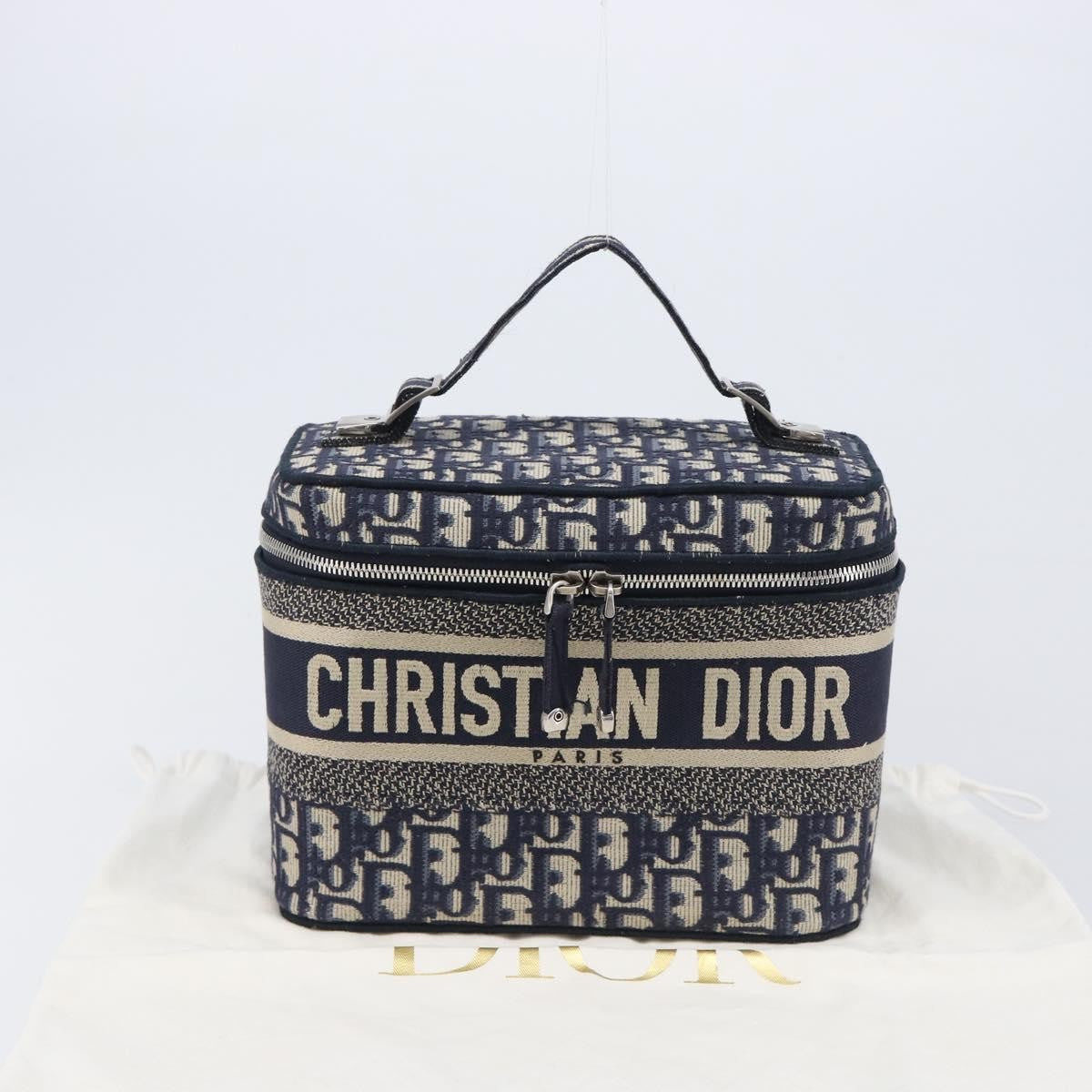 Christian Dior DiorTravel Vanity Case Oblique Canvas, Navy, Canvas, Handbag