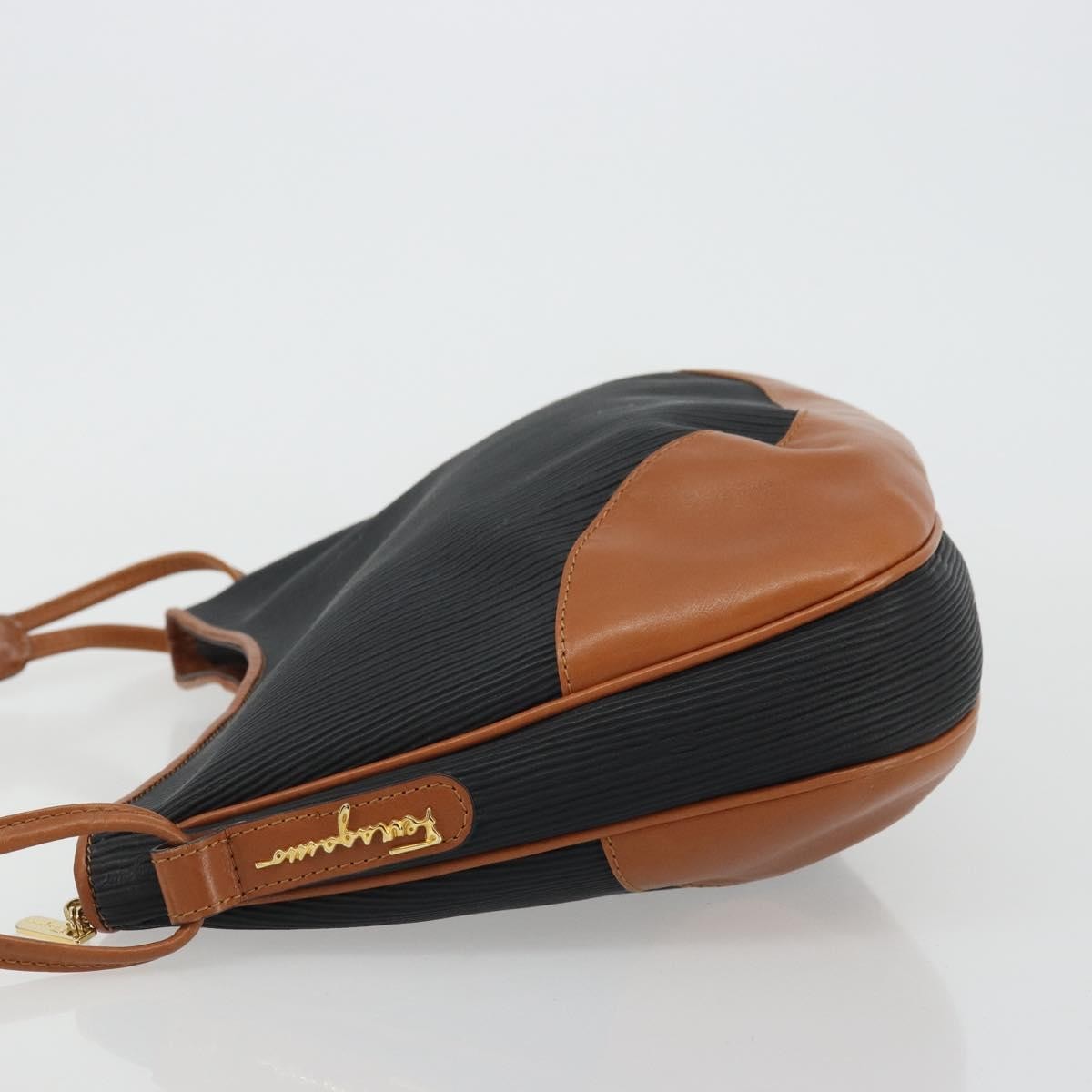 Salvatore Ferragamo Shoulder Leather, Black, Leather, Shoulder Bag