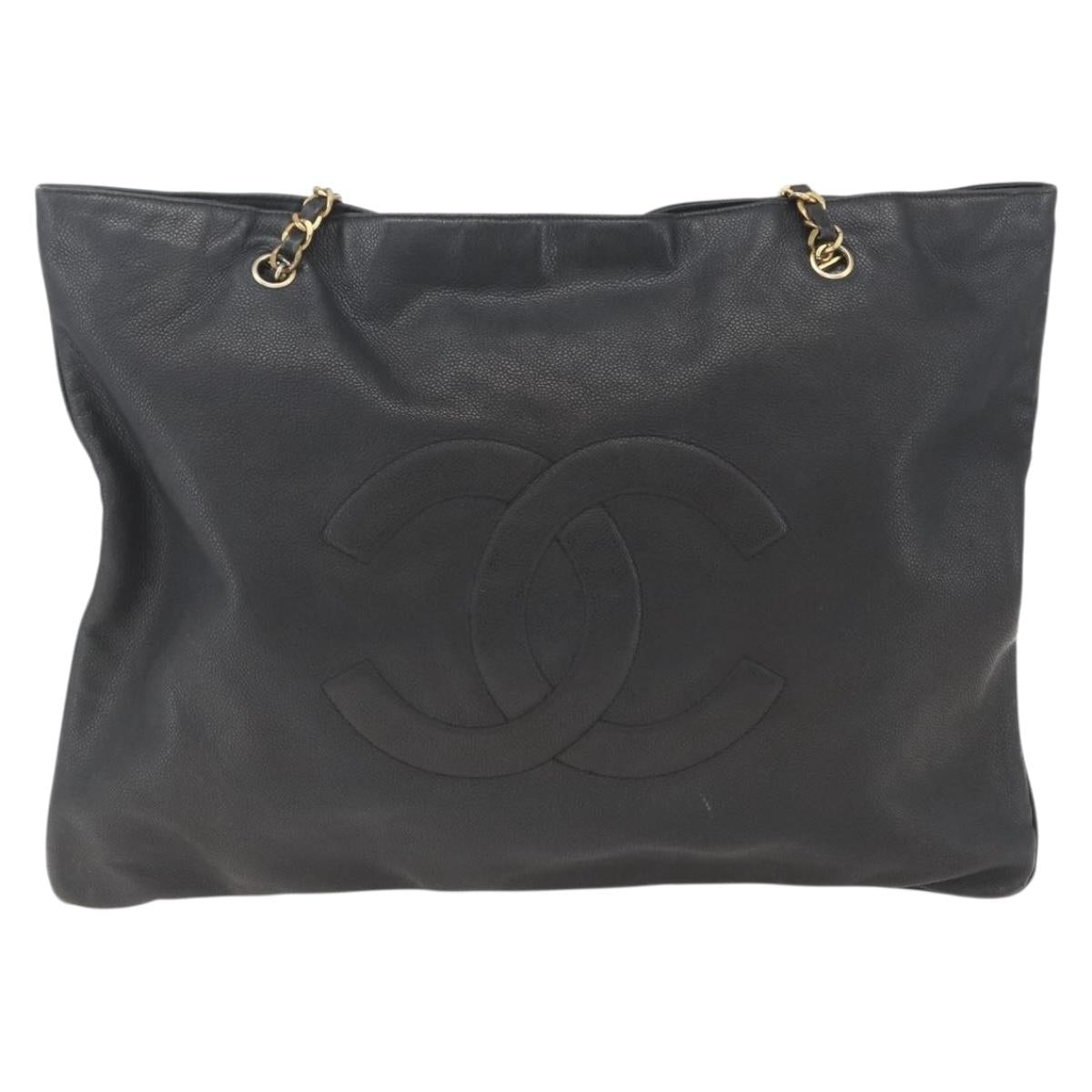 Chanel Grand Shopping Tote Quilted Calfskin, BLACK, LEATHER, Shoulder bag