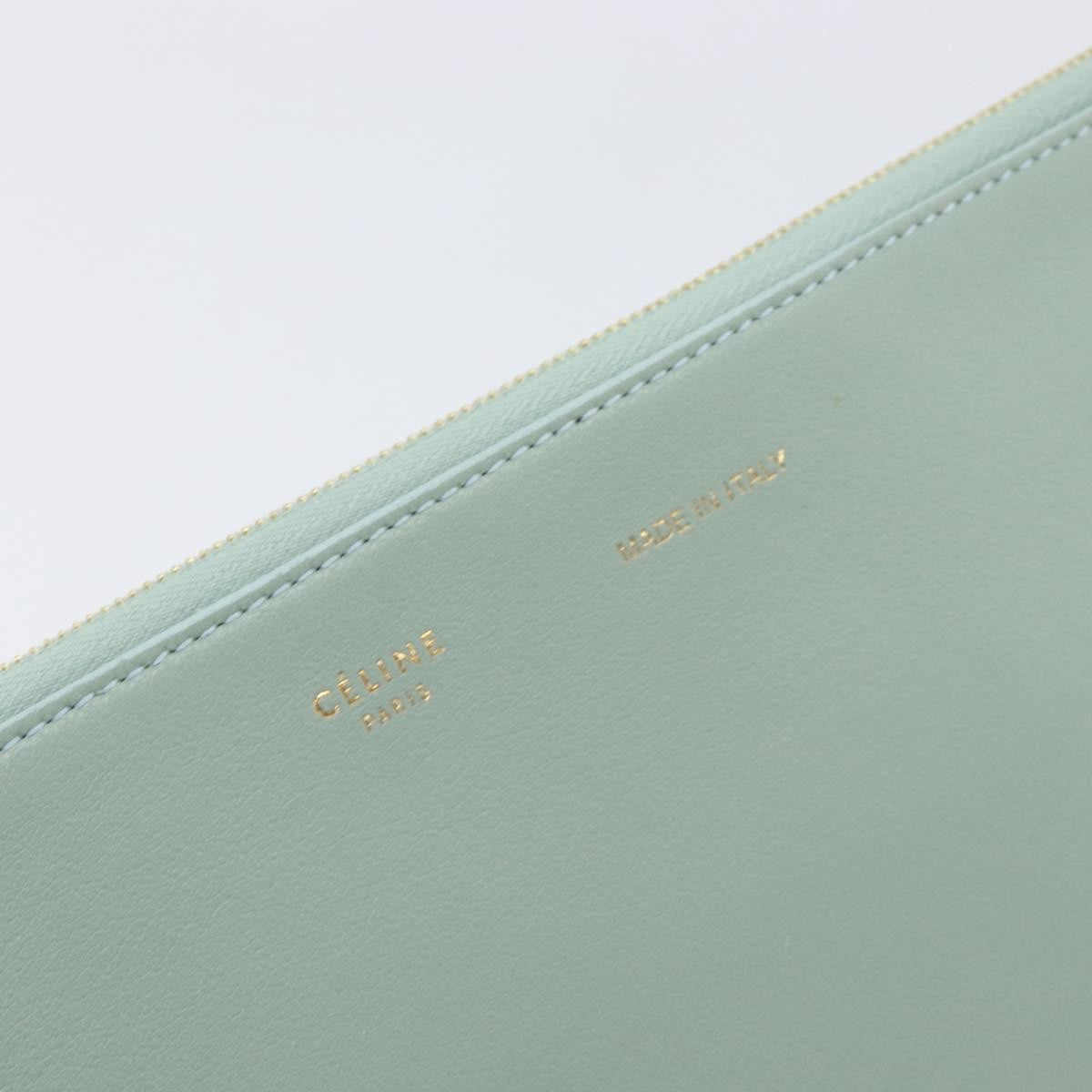 Celine Solo Leather, Green, Leather, Clutch
