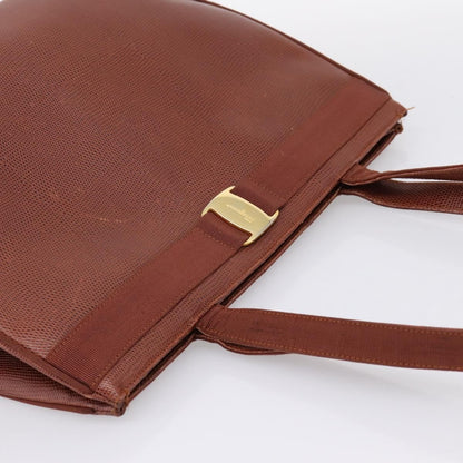 Salvatore Ferragamo Vala tote Embossed Leather, Brown, Leather, Tote Bag