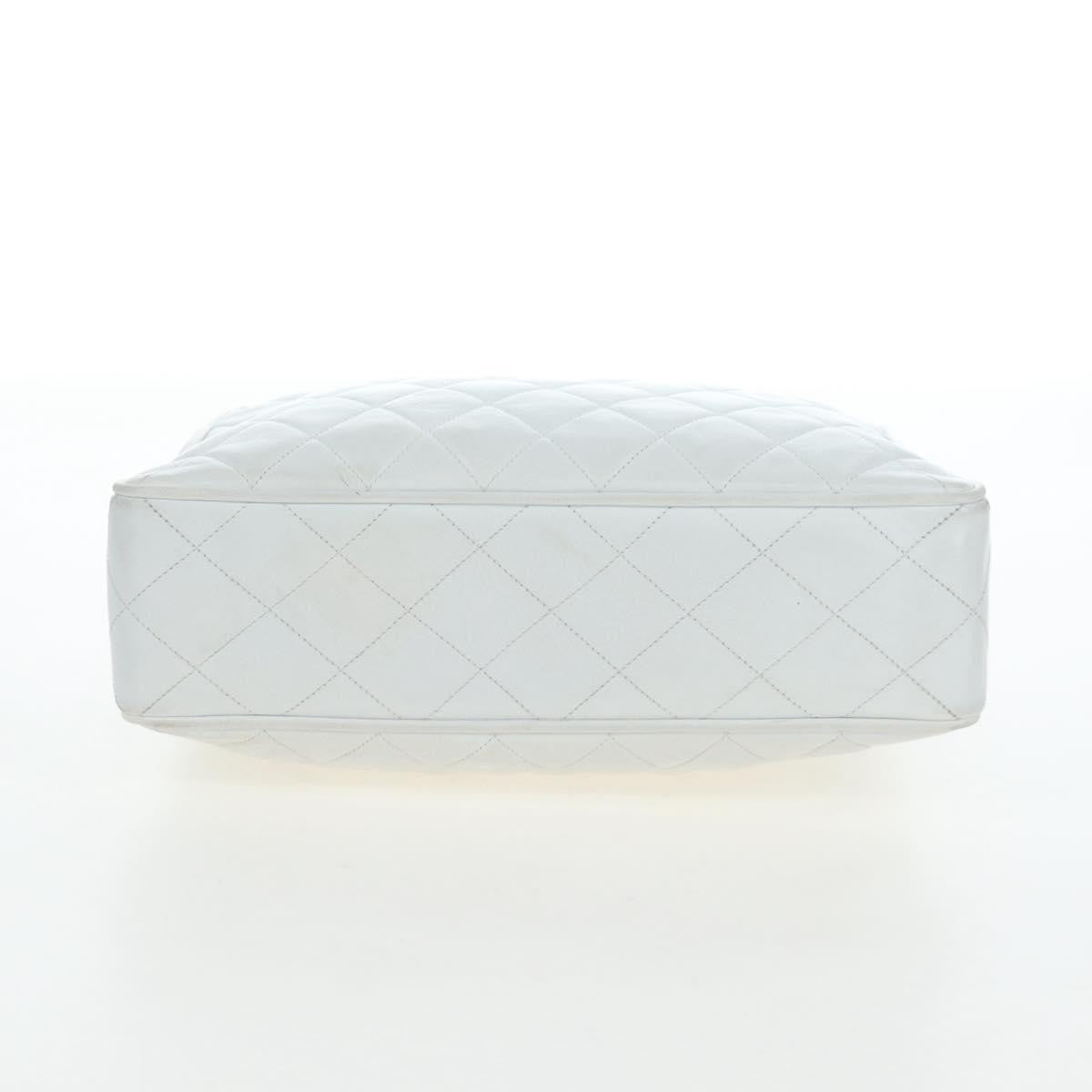 Chanel Shoulder Quilted Leather, White, Leather, Shoulder Bag