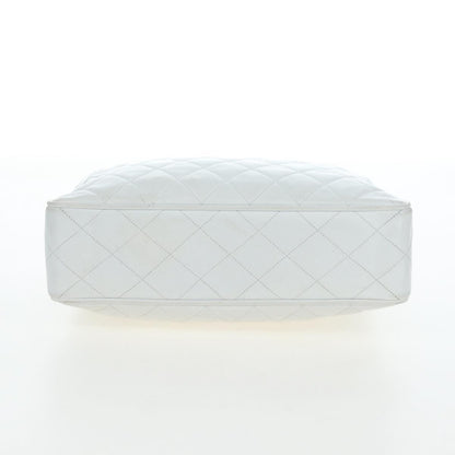 Chanel Shoulder Quilted Leather, White, Leather, Shoulder Bag