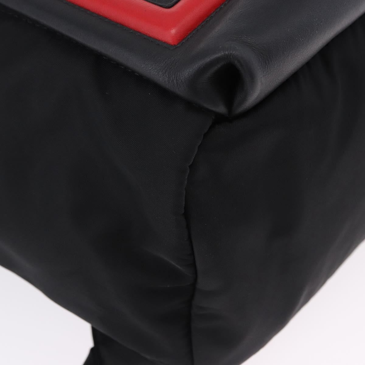 Fendi Fiend Nylon with Printed Leather, Black, Nylon, Backpack