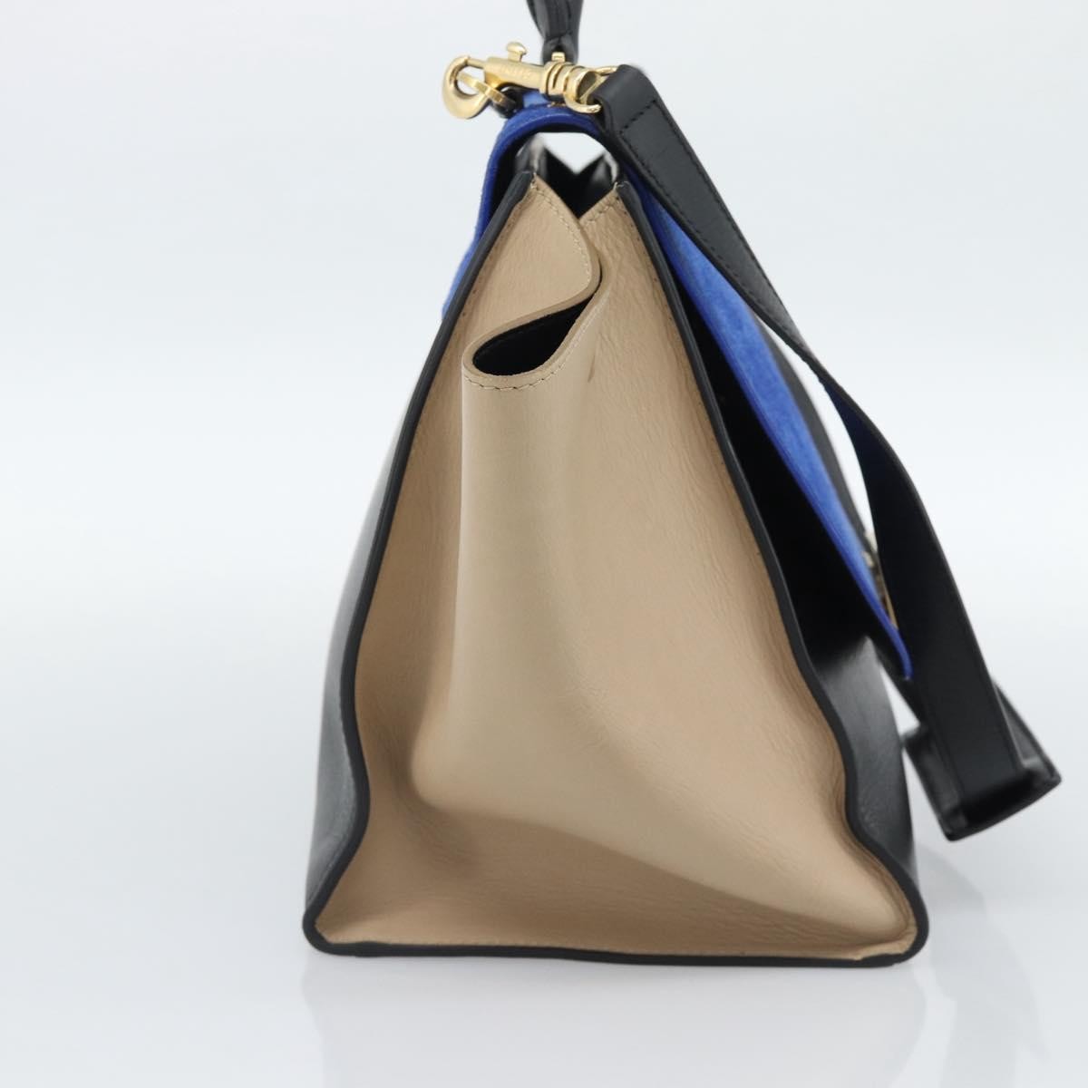 Celine Trapeze Leather with Suede, Blue, Leather, Handbag