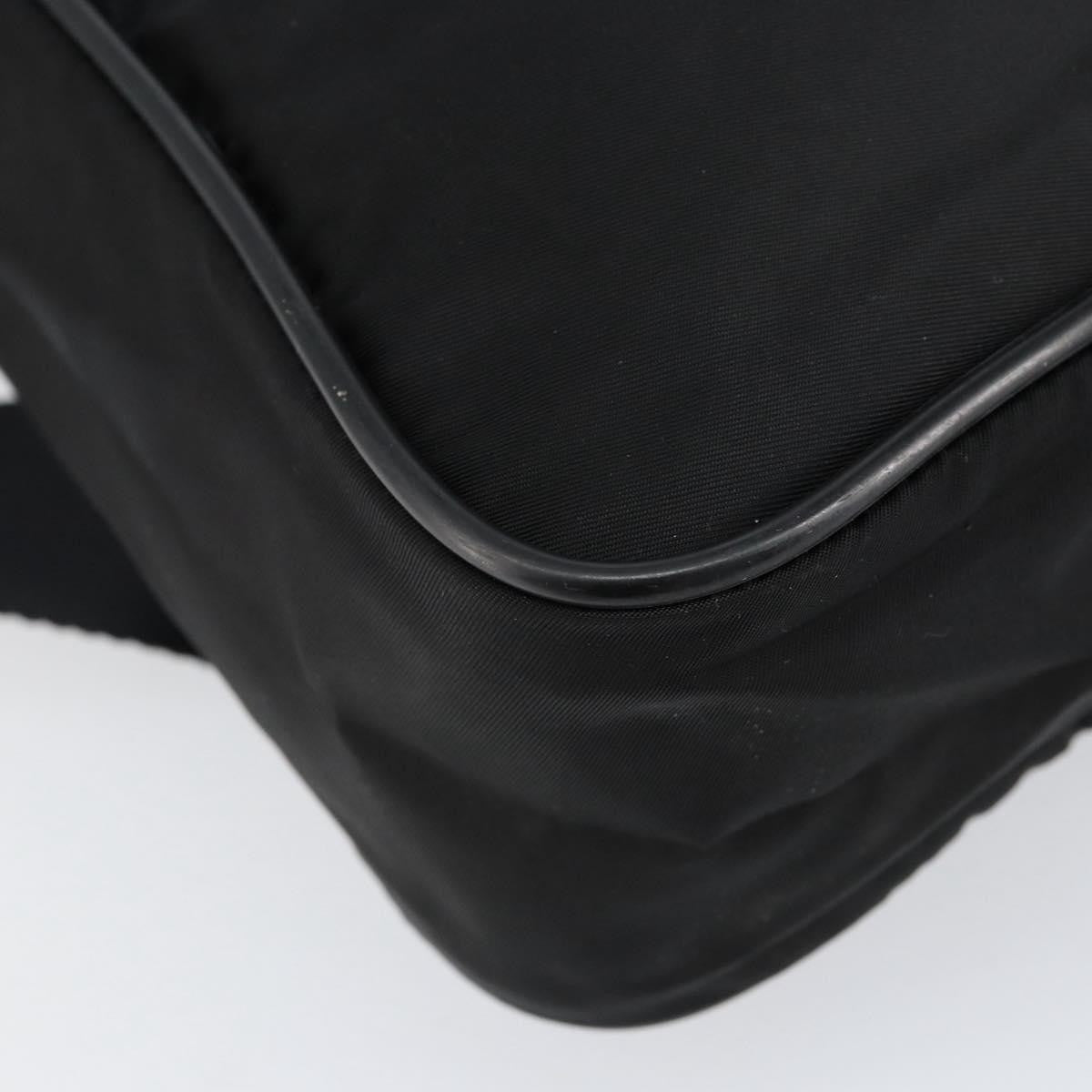 Prada Zip Messenger Tessuto with Leather, Black, Nylon, Handbag