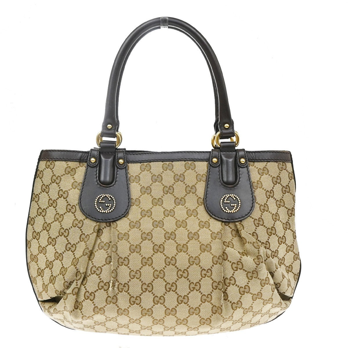 Gucci Scarlett GG Canvas with Leather, Brown, Canvas, Tote Bag