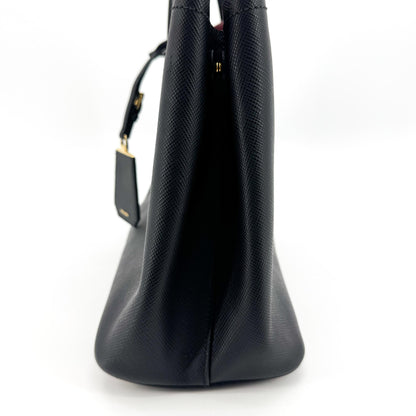 Prada Cuir Double Saffiano Leather, Black, Leather, Tote Bag