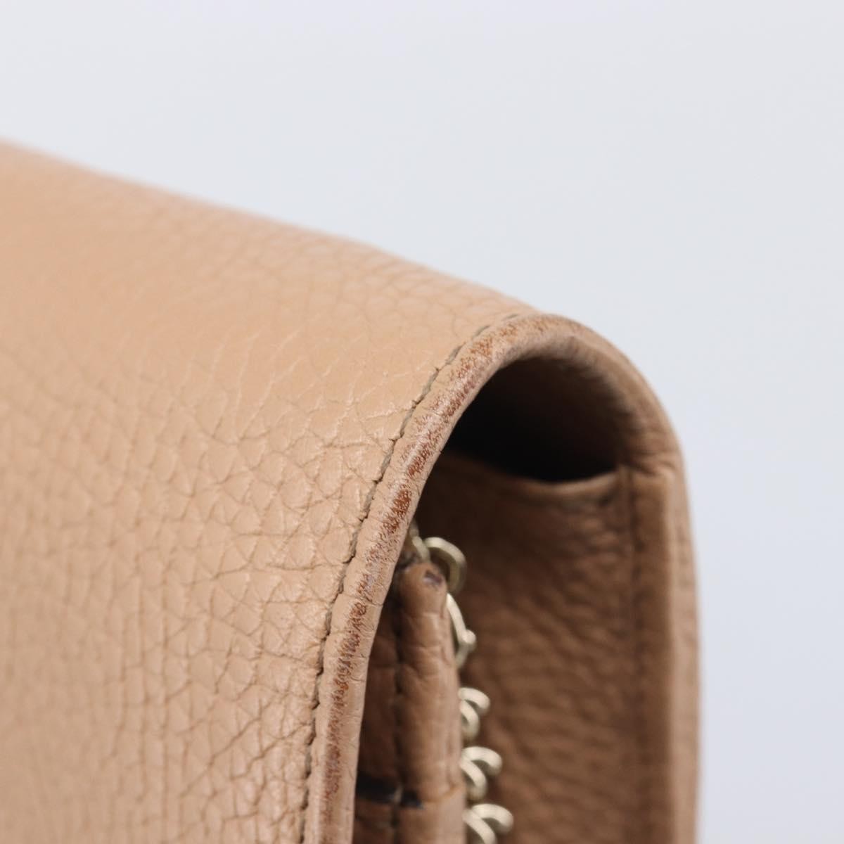 Gucci Soho Wallet on Chain Leather, Beige, Leather, Shoulder Bag