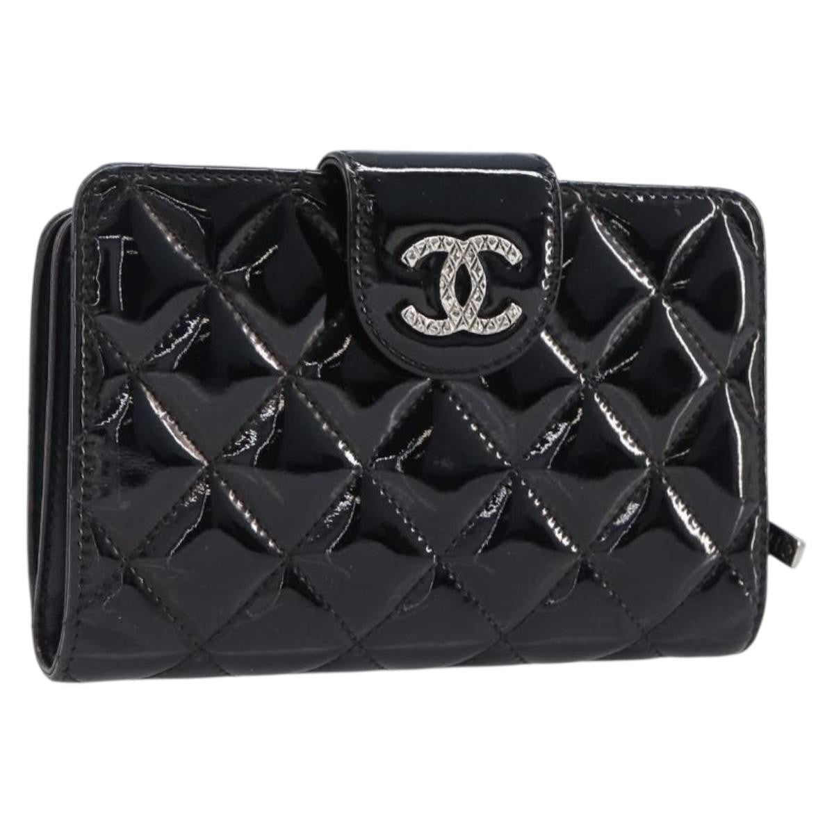 Chanel Brilliant CC French Quilted Patent, Black, Patent Leather, Wallet