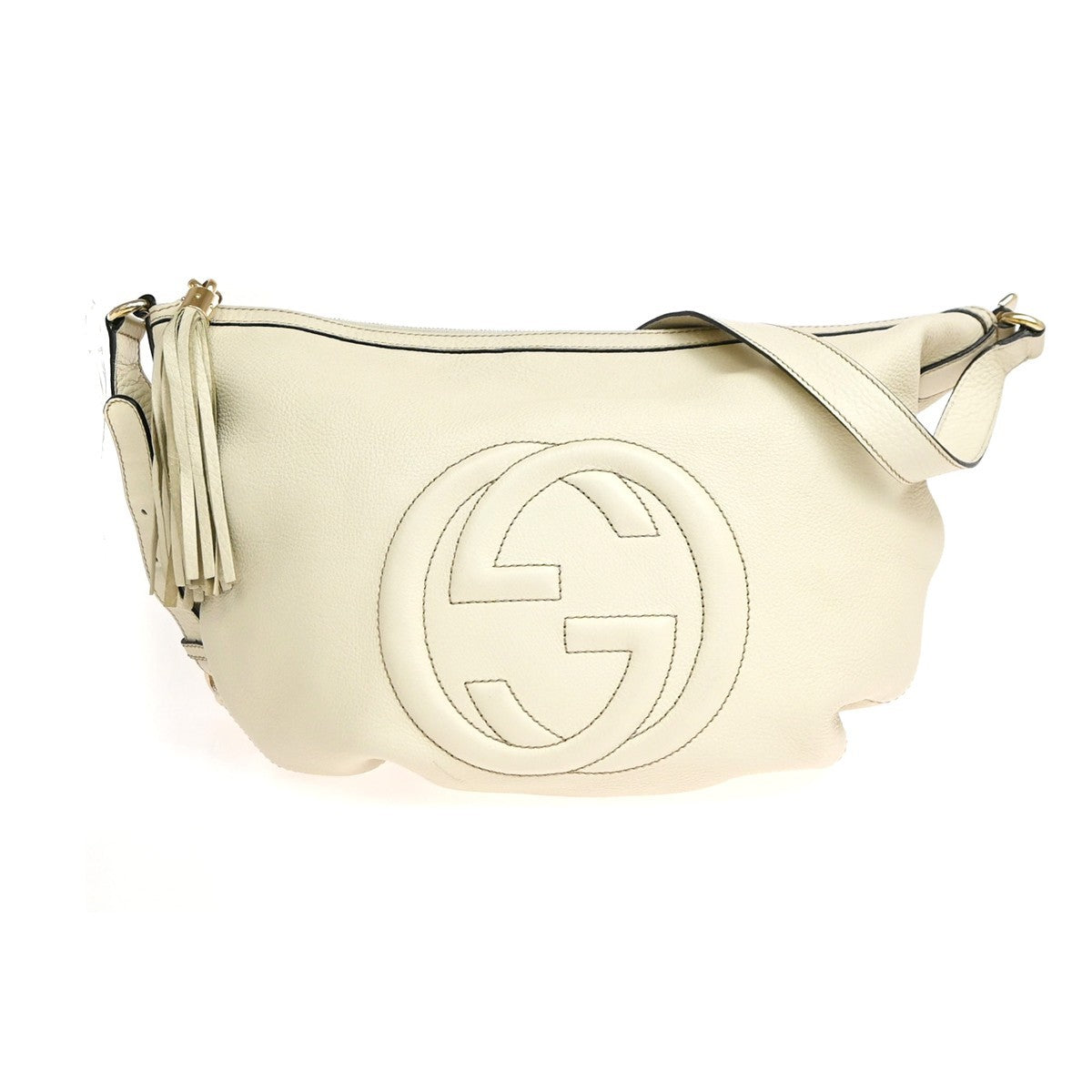 Gucci Soho Messenger Leather, White, Leather, Shoulder Bag