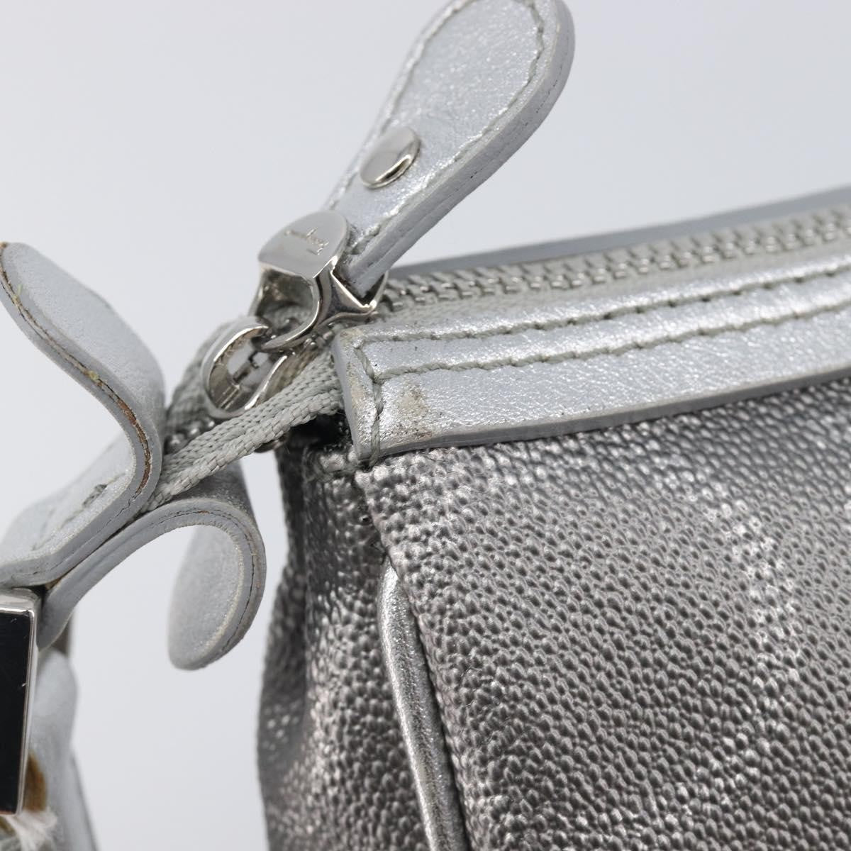 Salvatore Ferragamo Gancini Leather, Silver, Leather, Crossbody Bag