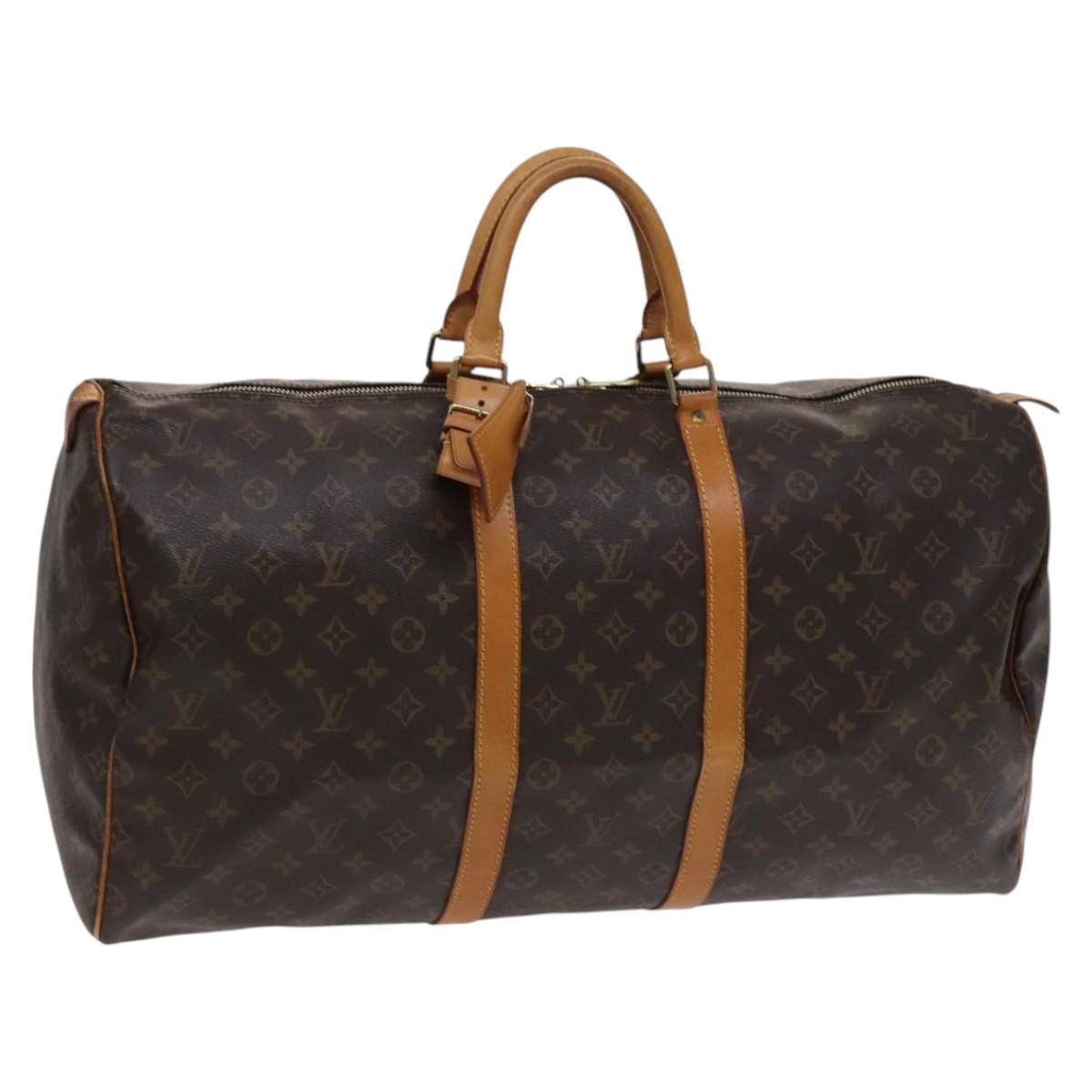 Louis Vuitton Keepall Bag Monogram Canvas, BROWN, CANVAS, Travel bag