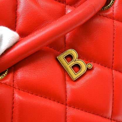 Balenciaga Touch B. Bucket Quilted Leather, Red, Leather, Handbag