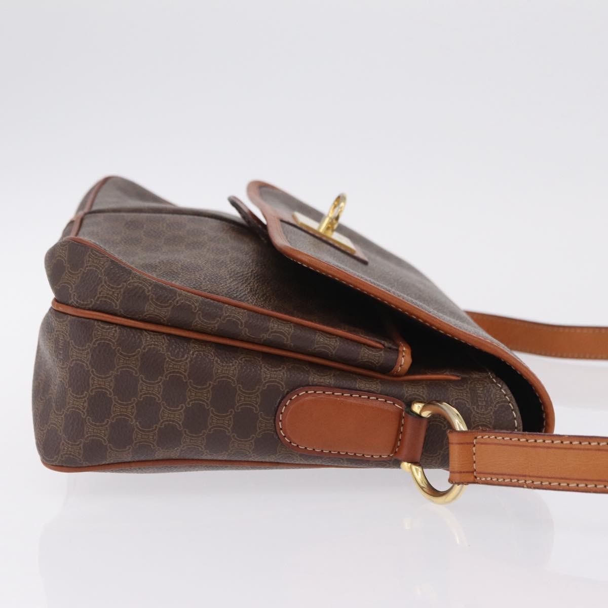 Celine Macadam Shoulder Canvas, Brown, Canvas, Crossbody Bag