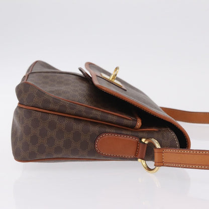Celine Macadam Shoulder Canvas, Brown, Canvas, Crossbody Bag