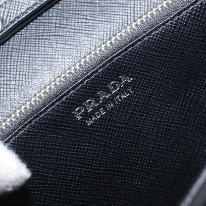 Prada Flap Studded Saffiano Leather, Black, Leather, Crossbody Bag
