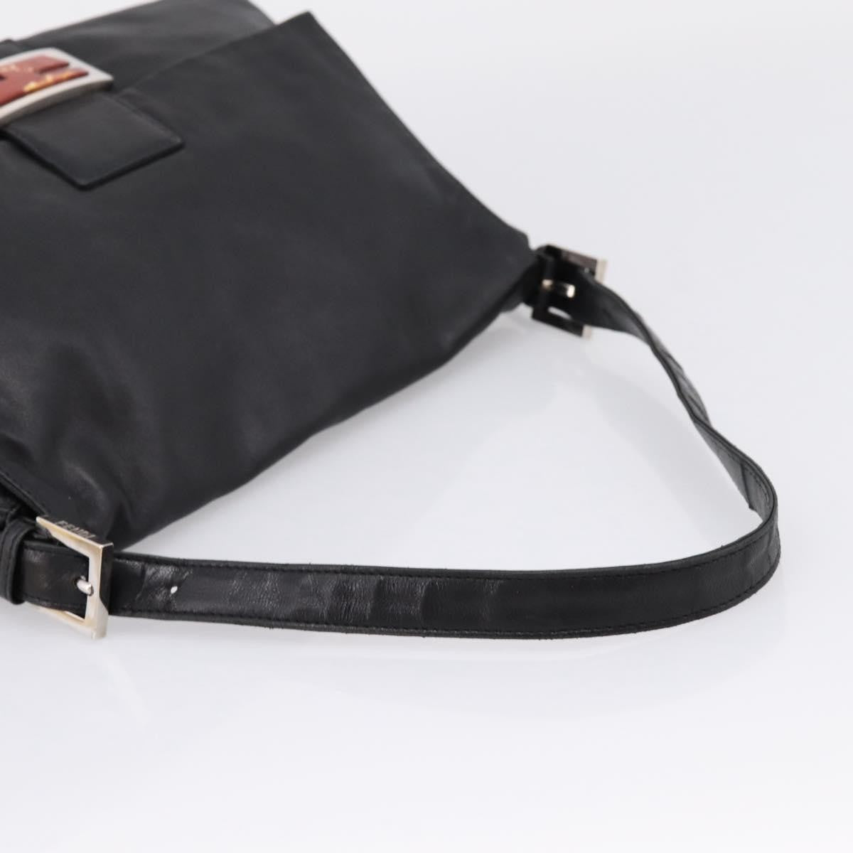 Fendi Mamma Baguette Zucca Jacquard Velvet, Black, Leather, Shoulder Bag