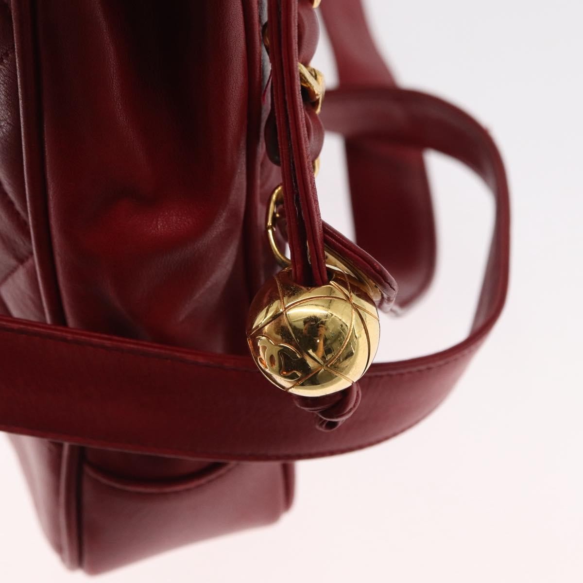 Chanel Vintage Slit Pocket Quilted Lambskin, Red, Leather, Shoulder Bag
