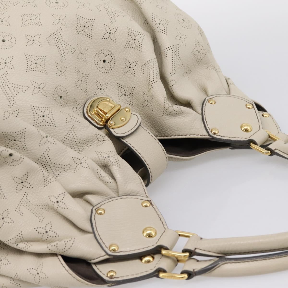 Louis Vuitton L Hobo Mahina Leather, Beige, Leather, Shoulder Bag