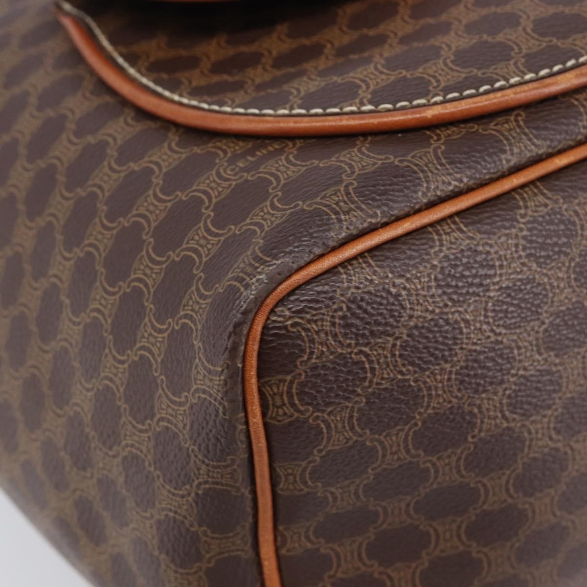 Celine Vintage Macadam Canvas, Brown, Canvas, Backpack