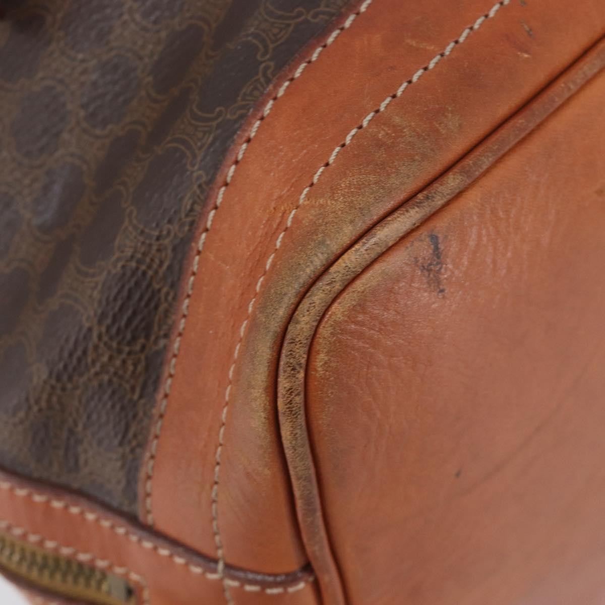 Celine Macadam Shoulder Leather, Brown, Canvas, Crossbody Bag