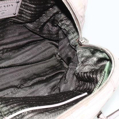 Prada Gaufre Convertible Satchel Nappa Leather, Gray, Leather, Handbag